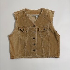 Vintage Arizona Jean Company Tan Corduroy Vest Button Front Western 90s